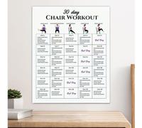 Tableau de yoga sur chaise - Fournitures d'entraînement de 30 jours | Affiche de poses de yoga, pour voyage, matin, travail, famille, amis, sports, athlètes, gym, débutants, bodybuilding