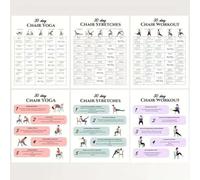 Tableau de yoga sur chaise | Fournitures d'entraînement de 30 jours - Poster de poses de yoga - Pour voyage, matin, travail, famille, amis, sports, athlètes, gymnastique, débutants, bodybuilding