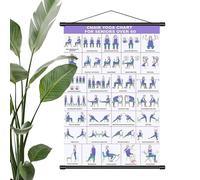 Tableau de yoga sur chaise - Tissu artistique, 40 x 60 cm, affiche murale pliable | Guide d'exercices de Pilates, étirements physiques, entraînement à la mobilité pour la maison, la salle de sport, le