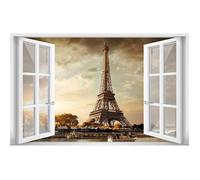 Tableau deco design Paris et sa Tour Eiffel - Made in France - 80x50cm