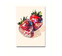 Tableau Déco Nature 1 Pièce Affiche sur Toile Imprimée Disco Fraises Rose Rétro Art Occidental Peinture Tendance Tableau Mural Funky pour Décor De Chambre(50x70)