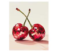 Tableau Déco Nature Affiche Rétro Disco, Fraises Rouges, Cerises Et Citrons, Peinture sur Toile, Décoration D'intérieur, Aquarelle(G,20x30cm)