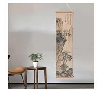 Tableau Déco Nature Peinture À L'encre Chinoise Feng Shui Paysage Rouleau Toile Art Mural Classique Traditionnel À Suspendre sans Rouleau(C)