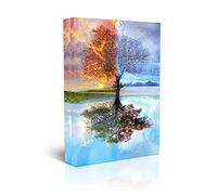 Tableau Deco Réflexion Quatre Saisons Arbre de Vie Tableaux Decoration Murale Photo Image Artistique Photographie Graphique 50x70cm(19.7x27.6inch) Sans cadre