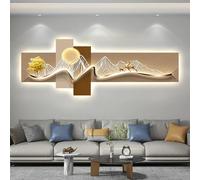 Tableau Décoratif 3D Avec Éclairage LED, Fresque Murale Suspendue, Peinture Décorative En Relief, Sculptures Murales Pour Salon, Couloir Ou Bureau(Brown 2,100 * 35cm/39.4 * 13.8in)