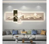 Tableau Décoratif 3D Avec Éclairage LED, Fresque Murale Suspendue, Peinture Décorative En Relief, Sculptures Murales Pour Salon, Couloir Ou Bureau(Beige,120 * 40cm/47.2 * 15.7in)