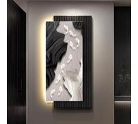 Tableau Décoratif 3D avec Éclairage LED pour Salon, Décoration Murale Moderne Verticale Effet Pierre avec Télécommande, Grand Panneau Lumineux pour Entrée, Couloir et Chambre 19.7*39.4”(50*100cm)