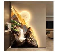 Tableau Décoratif Avec Éclairage LED, Grand Tableau Mural Avec Alimentation Secteur, Peinture De Paysage Chinois, Décoration Murale Pour Salon, Entrée, Couloir Ou Bureau(Gold-C,80x120cm/31.5x47.2in)