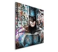 Tableau décoratif Batman Street art - DC comics - Toile imprimée sur châssis - Décoration Murale Salon Chambre (80cm x 80cm)