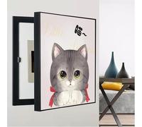 Tableau Décoratif Cache Boîtier Interrupteur et Disjoncteur Mural, Cadre Noir Cache Compteur Électrique pour Cuisine Salon Couloir.(Black13,60x80cm,Left door)