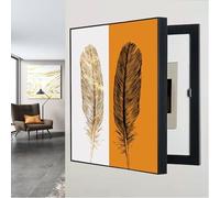 Tableau Décoratif Cache Boîtier Interrupteur et Disjoncteur Mural, Cadre Noir Cache Compteur Électrique pour Cuisine Salon Couloir.(Black4,60x80cm,Left door)