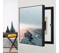 Tableau Décoratif Cache Boîtier Interrupteur et Disjoncteur Mural, Cadre Noir Cache Compteur Électrique pour Cuisine Salon Couloir.(Black8,60x80cm,Left door)