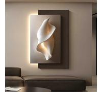 Tableau décoratif effet grès, décoration murale LED effet grès, sculptures murales lumineuses modernes avec télécommande, art mural à suspendre pour entrée, couloir ou salon(D,70 * 100CM)