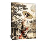 Tableau Décoratif Elegant - Toile Geisha - Impression Abstraite Sur Toile Moderne Salon - Décoration Murale Asiatique - Toile Zen Grand Format - Tableau Mural Paysage Japonais 60x40cm