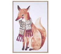 Tableau Décoratif en Polyester Marron avec Renard 63 x 93 cm pour Chambre Muccia