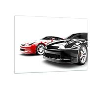 Tableau Décoratif en Verre 120x80cm Autos - 2390 | Voitures Sport Élégance Impression sur Verre Grand Décoration Murale Art Mural Verre Trempé Salon Design Moderne ARTTOR