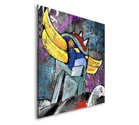 Tableau décoratif Goldorak peinture - Street art - Toile imprimée sur châssis - Décoration Murale Salon Chambre (80cm x 80cm)