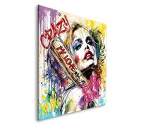 Tableau décoratif Harley Quinn Suicide Squad pop art - Toile imprimée sur châssis - Décoration Murale Salon Chambre (80cm x 80cm)