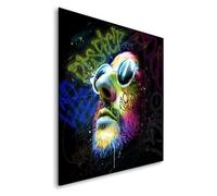 Tableau décoratif Jean Réno - Leon Pop Art - Toile imprimée sur châssis - Décoration Murale Salon Chambre (80cm x 80cm)