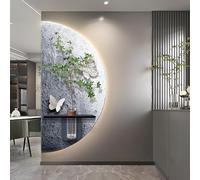 Tableau décoratif Mural en grès 3D, Sculpture Murale créative avec Vase, Peinture décorative avec Plante Artificielle, pour la Maison, Le Restaurant, l'hôtel (Gris 70 * 140cm/27.5 * 55.1in)