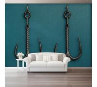 Tableau Décoratif Mural Toile - Art Hameçon simple gros plan Impression HD, Peinture Murale pour Salon Chambre Bureau, Bleu-Noir Décoration Intérieure Contemporaine - 350 x 256 cm