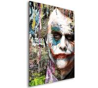 Tableau décoratif Pop Art - Inspiration Joker DC Comics Batman - Toile imprimée sur châssis - Décoration Murale Salon Chambre (60cm x 90cm)