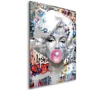 Tableau décoratif Pop Art - Inspiration Marilyn Monroe - Toile imprimée sur châssis - Décoration Murale Salon Chambre (60cm x 90cm)