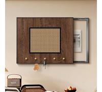 Tableau Décoratif Pour Compteur Électrique, Couvercle De Panneau Électrique En Rotin Avec Crochet, Tableau Mural Créatif À Suspendre Pour Salon Ou Bureau(D,50 * 40cm)