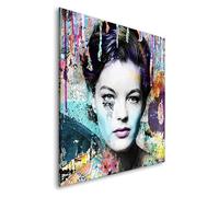 Tableau décoratif Romy Schneider Pop art - Toile imprimée sur châssis - Décoration Murale Salon Chambre (80cm x 80cm)
