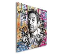 Tableau décoratif Serge Gainsbourg pop art - Toile imprimée sur châssis - Décoration Murale Salon Chambre (80cm x 80cm)