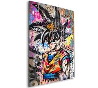 Tableau décoratif Son Goku Dragon Ball Z graffiti Street-art - Décoration Murale Salon Chambre (60cm x 90cm)