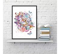 Tableau décoratif sur Toile Cerveau Anatomie Impression Neurologie Médecine Affiche Médecins Cadeau Science Nerf Aquarelle Art Toile Peinture Clinique Mur Art Décor-50x70cm