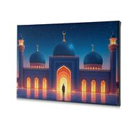 Tableau décoratif sur toile de Pâques avec inscription « A Person Standing In Front Of An Illuminated Mosquée At Night » (40 x 60 cm)