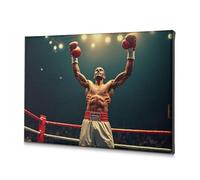 Tableau décoratif sur toile pour chambre à coucher et salle de bain Motif Boxer célébrant la victoire dans l'anneau 40 x 60 cm
