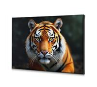 Tableau décoratif sur toile représentant un tigre majestueux avec fourrure orange frappante et rayures noires audacieuses - Décoration murale (20 x 30 cm)