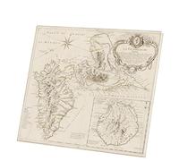 Tableau Décoratif Toile Imprimée Affiche Poster 971 Guadeloupe Département Carte Ancienne France Région (69 cm x 60 cm)