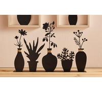 Tableau décoratif "Vases" en métal, noir mat, largeur 40 cm, figure décorative, décoration de table, décoration en métal