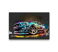 Tableau décoratif - Voiture Ford Mustang Shelby Pop Art - Décoration Murale Salon Chambre (90cm x 60cm)