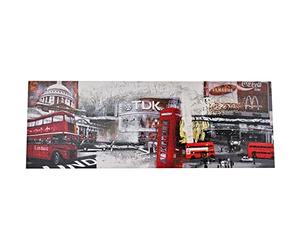 Tableau Décoration Mural London, Londres, Big Ben, Tableaux Deco Muraux, Cadre Impression Sur Toile Décorative, Sur Fond D'Anglais Et Des Monuments Et Tradition Anglaise Bus Cabine Telephone75x25 Cm