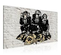 Tableau Décoration Murale 100x40cm Runa art 303412a Singes Street Art Duke of Lancaster - 1 Panneau Toile Prêt à Accrocher - Noir