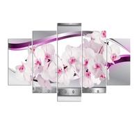 Tableau Décoration Murale 5 Parties Orchidee blanche rose 100x150 cm nature Abstrait Impression sur Toile Motifs Uniques Moderne