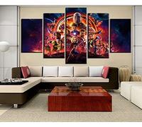 Tableau Decoration Murale 5 Parties Tableau Imprimé sur Toile Intissee Personnages du Film Avengers Infinity War Image Imprimée XXL Motif Moderne Dcoration 150×80Cm avec Cadre