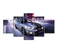 Tableau Decoration Murale 5 Parties Tableau Imprimé Sur Toile Intissee Toile De Voiture Super Snake Mustang Shellby Gt500 Image Imprimée Xxl Motif Moderne Dcoration 150×80Cm Avec Cadre