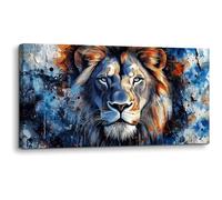Tableau Decoration Murale 50x100 cm Impression sur Toile,Decoration Murale Regard Sauvage D'un Lion,Animale Image DIY Cadre