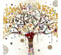 Tableau Décoration Murale 70x40 cm Runa art 004614a Gustav Klimt Arbre de Vie - 1 Panneau Deco Toile Prêt à Accrocher - Beige