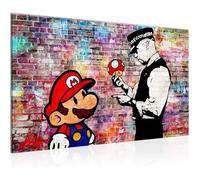 Tableau Décoration Murale 70x40cm Runa art 303014c Banksy Super Mario Street Art - 1 Panneau Deco Toile Prêt à Accrocher -Multicolor