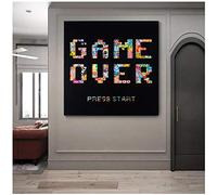 Tableau Decoration Murale Abstrait Graffiti Game Over Affiche Impression Murale Photos pour Salon Décor À La Maison Animaux Graffiti Art Lettre Impressions Sur Toile 31.5x31.5in (80x80cm) x1pcs No Fr