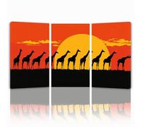 Tableau Decoration Murale Animal Cadre en Bois Impression sur Toile, Peinture Poster Mural Tableau Coucher de soleil Triptyque pour Moderne Salon Chambre Restaurant Bain Cuisine 50x70 cmx 3pcs 1f-2