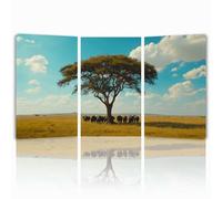 Tableau Decoration Murale Arbre Cadre en Bois Impression sur Toile, Peinture Poster Mural Tableau Animal Triptyque pour Moderne Salon Chambre Restaurant Maison Bain Cuisine Bureau 40x60 cmx 3pcs 1f-22