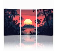 Tableau Decoration Murale Arbre Cadre en Bois Impression sur Toile, Peinture Poster Mural Tableau Coucher de soleil Triptyque pour Moderne Salon Chambre Restaurant Bain Cuisine 45x65 cmx 3pcs 1f-584